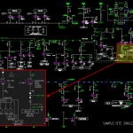 sample-site single line diagram cad drawing