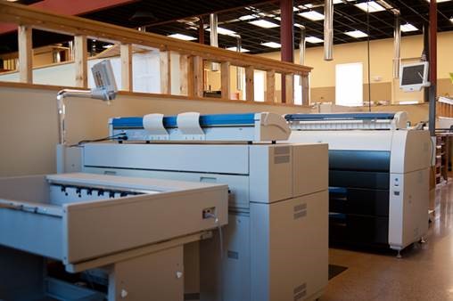 large printing machines in print shop